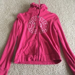Pink hollister zip up hoodie